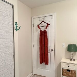 Women's Midi Boho Dress in Rust Red